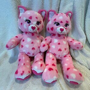 Set of 2 Build-A-Bear Huggable Hearts Kitty Cat Plush